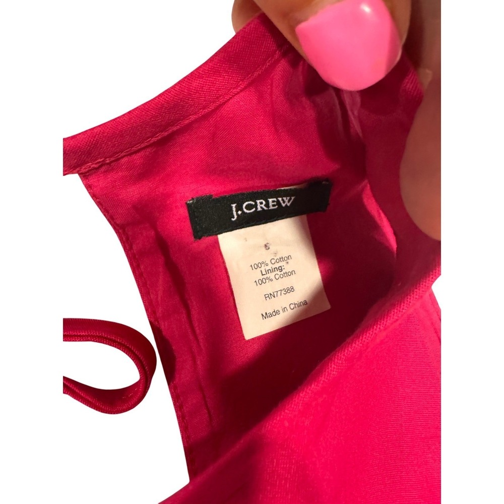 J. Crew Sleeveless Fit Flare‎ Dress Raspberry Pink Cotton Halter Back Size S - Picture 8 of 8